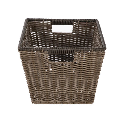 Large Poly Rattan Storage Basket with Handles, 2 Pack