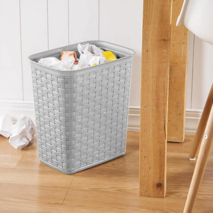 3.4 Gallon Weave Trash Can, Plastic, Bedroom