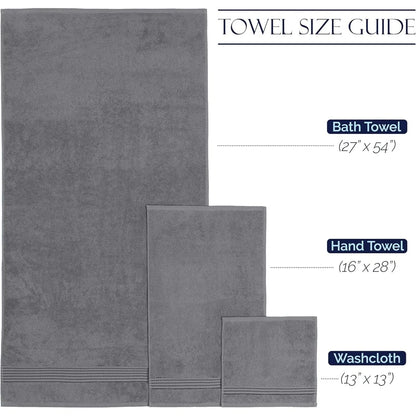 6 Piece, Turkish Cotton Towel Set, Gray