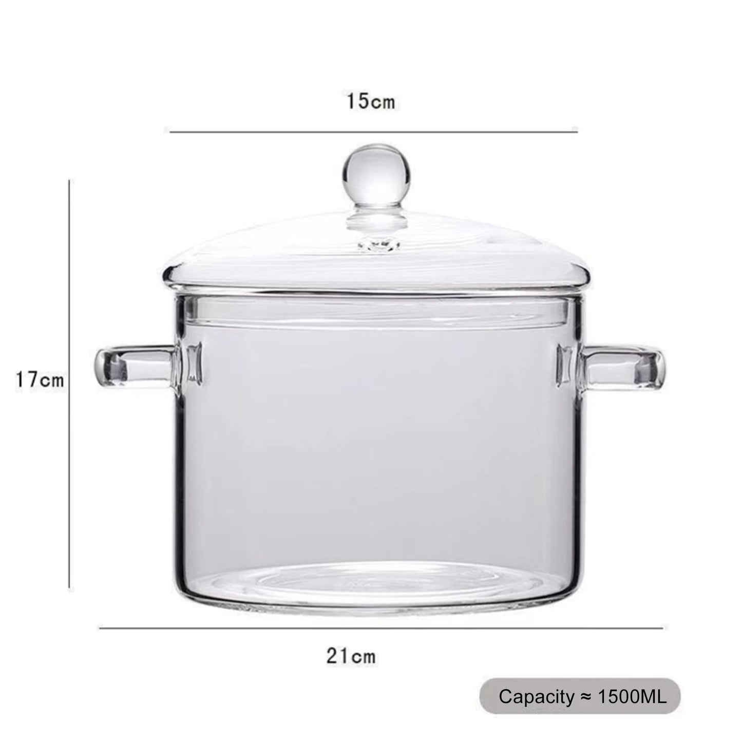 Glass Saucepan with Glass Cover,  2 Pc or 1 Pc Sets