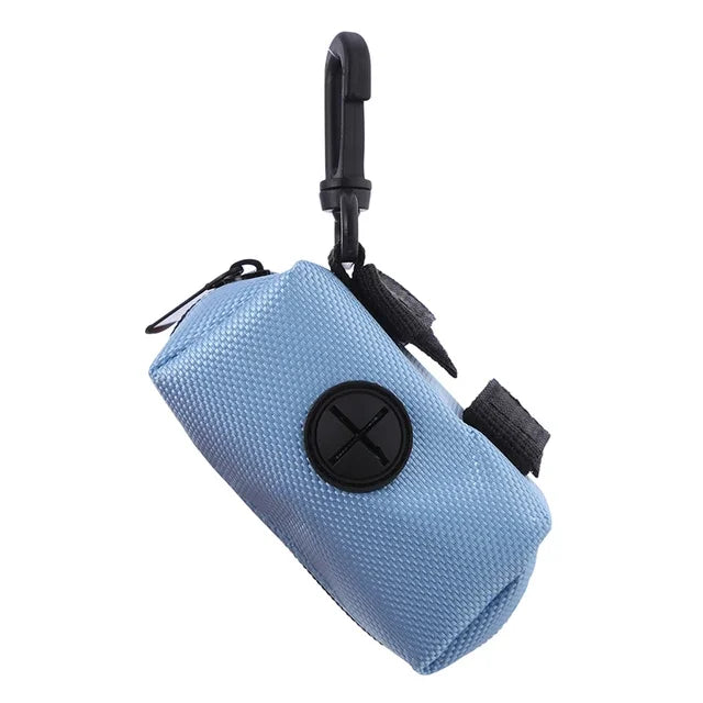 Dog Nylon Medium Storage Bag for Plastic bags with Clip, Attaches to Leash