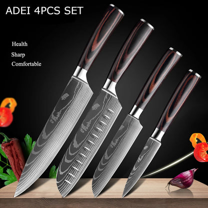 1-10Pcs Chef Knives, Japanese Santoku Kitchen Knives Set, Includes Sharp Cleaver, Slicing Utility Knife , Choice of Sets