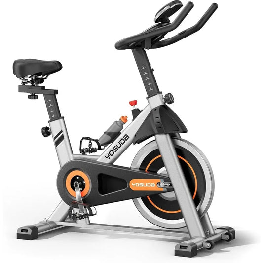 Indoor Cycling Bike, Brake Pad/Magnetic Stationary Bike - with Tablet Mount & Comfortable Seat Cushion
