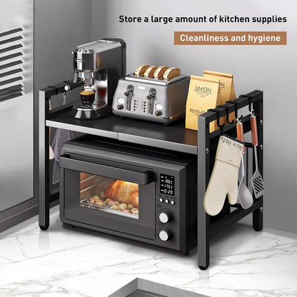 1pc Expandable, 42-64cm Microwave Shelf Organizer, Moisture And Rust Proof, Countertop Organizer, Tableware Storage-2 Color Selections