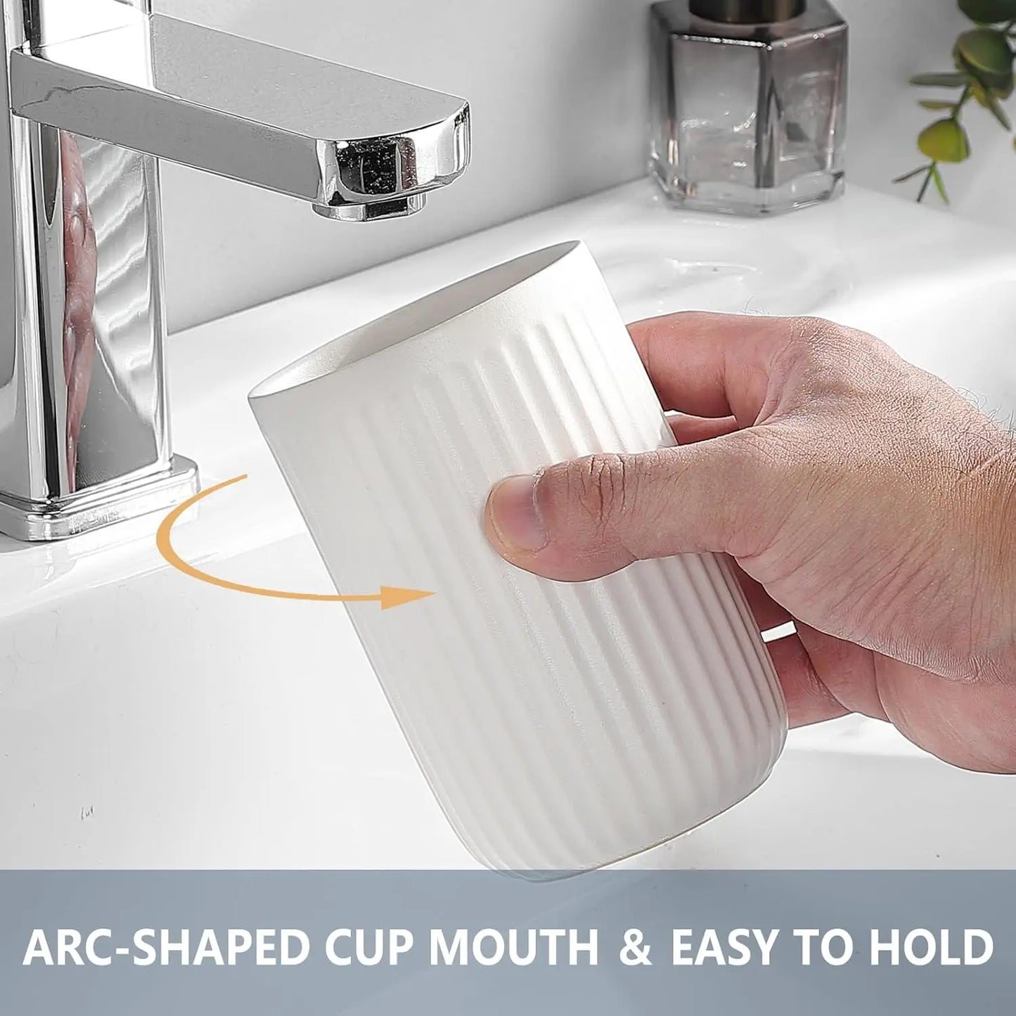 White Ceramic Tumbler Cup, Reusable, Toothbrush, Toothpaste Holder