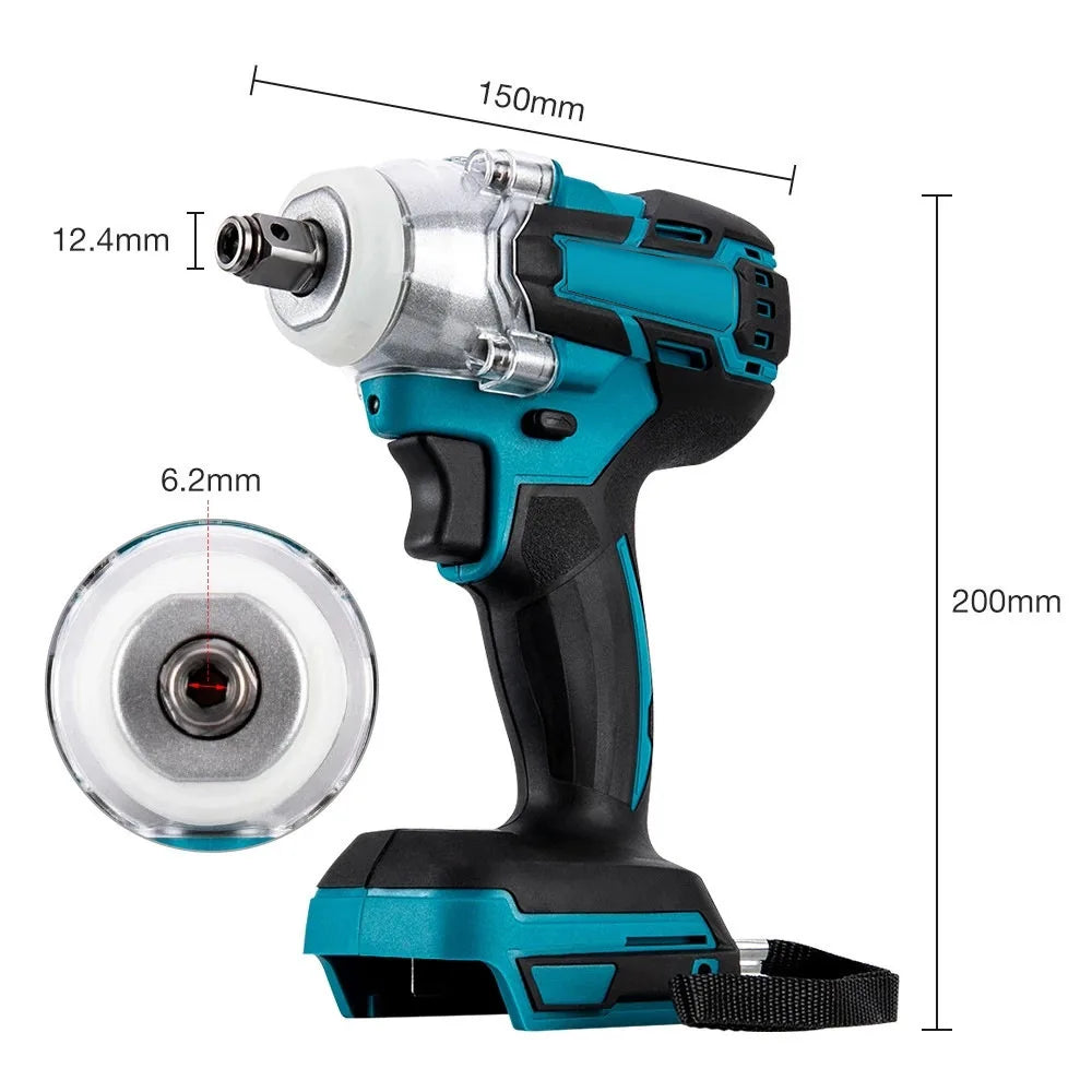 18V Electric Brushless Impact Wrench with Light, Rechargeable, 1/2 inch, Cordless, Battery Not Included, High Power Impact