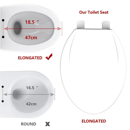 Elongated Toilet Seat with Quick-Release And Quick-Attach Plastic Toilet Seat with Soft Close Never Loosen-2 versions, Round Toilet Seat with Slow Close with Quick Release and Quick Attach Toilet Seat-2 versions