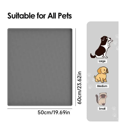 Silicone Water/Food Bowl Mat, Large Dogs/Cats Tray, Waterproof  with Raised Edge