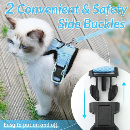 Escape Proof Cat Harness, Leash. Adjustable, Soft Vest Harness, Breathable, Reflective Strips