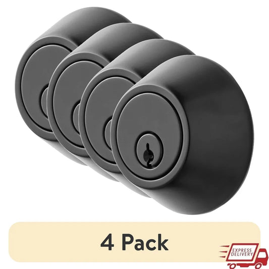 4 Pack Keyed Entry Deadbolt Lock Matte Black, Easy Installation, Reversible Design Security Front Back Garage Side Doors