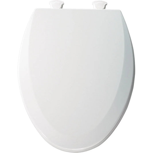 Durable Enameled Wood Toilet Seat, Easy Clean Hinge, White, Fits Most Elongated Toilets, High Gloss Finish