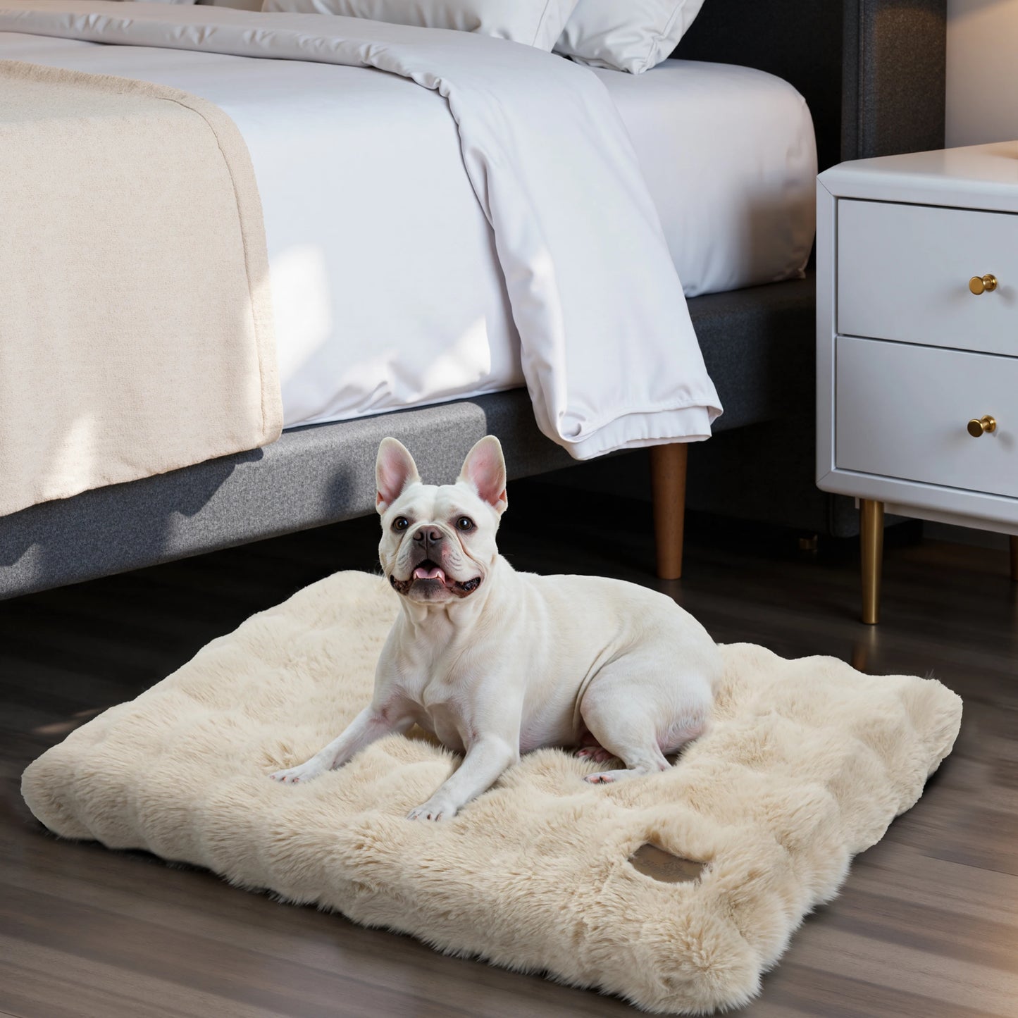 Fluffy Dog Bed for Small, Medium and Large Dogs, Plush Faux Fur, Calming, Anti Anxiety, Washable, Soft, Warm Dog Bed, Selection of Sizes and Color