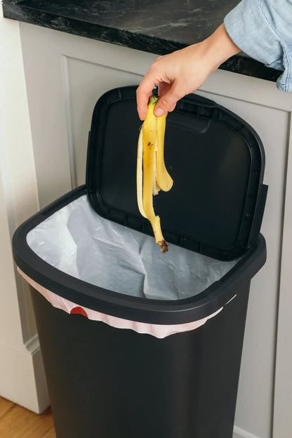 Black, 11-Gallon Plastic Kitchen Trash Can with Lift-Top Lid, Spacious Home Waste Bin