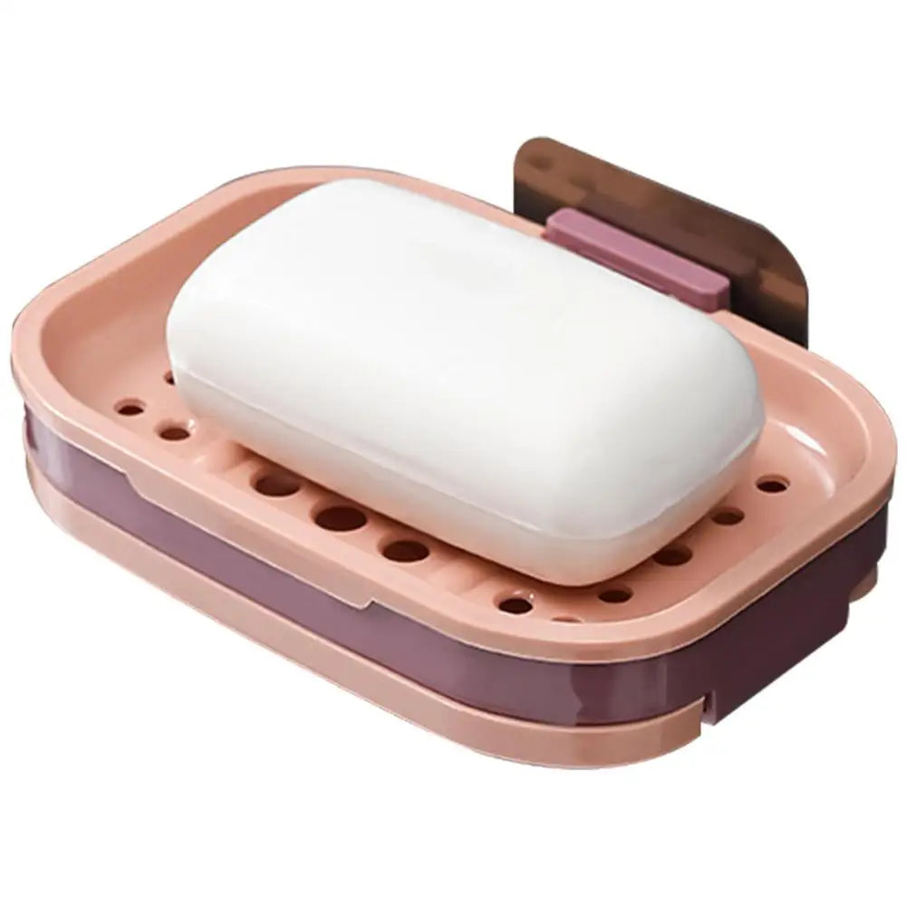 Self-Adhesive Bar Soap Dish, Soap Rack, No Drilling, Wall Mounted, Double Layer Soap Holder