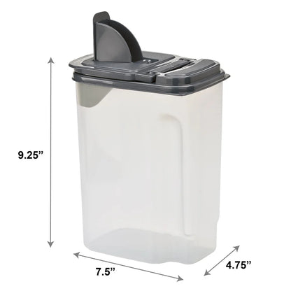 3.5 QT Clear Food Dispenser with Gray Lid,  Airtight Storage