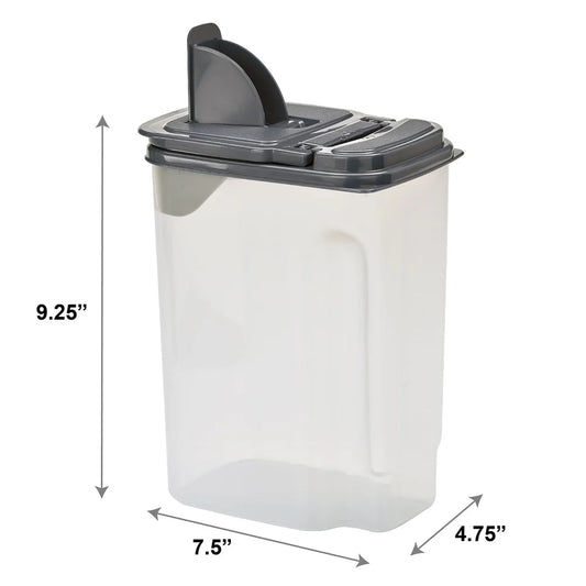 3.5 QT Clear Food Dispenser with Gray Lid,  Airtight Storage