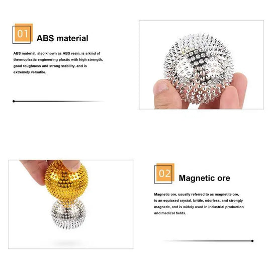 1 Pair Round Hand Exercise Balls, Spiked Massagers, Magnetic Massaging Balls With Dense Spines, 2 Colors, Selection of Sizes