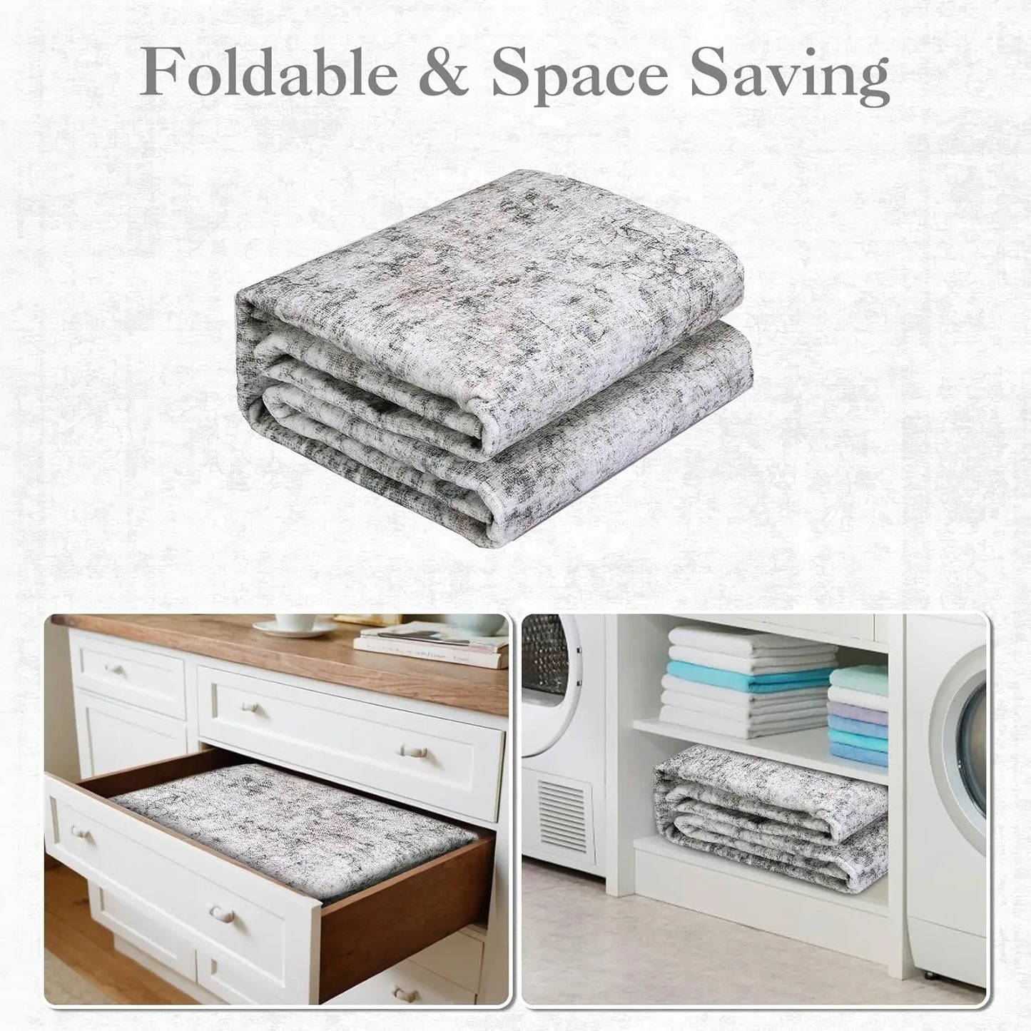 Washable, Stain-Resistant Area Rug , Nonslip Backing- 2 Color and 3 Size Selections