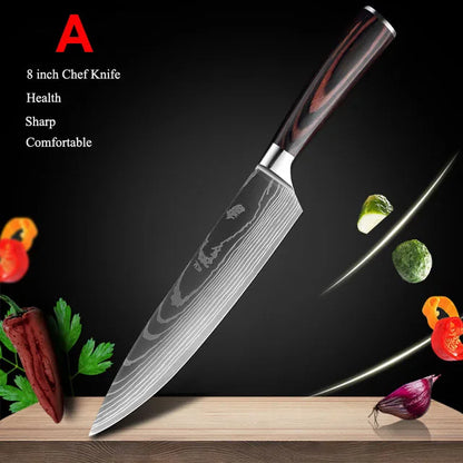 1-10Pcs Chef Knives, Japanese Santoku Kitchen Knives Set, Includes Sharp Cleaver, Slicing Utility Knife , Choice of Sets