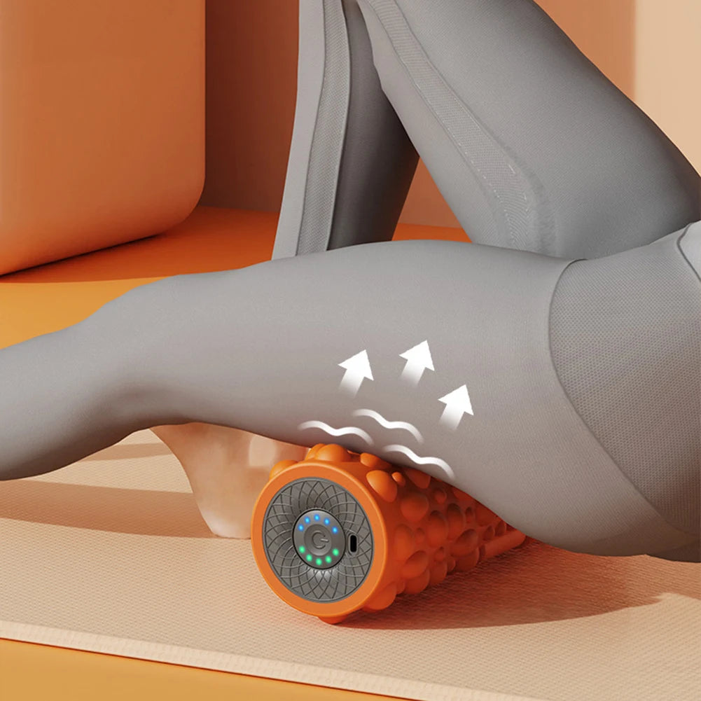Electric Vibrating Exercise Foam Roller, Rechargeable, 5 Modes Tissue Massager for Yoga, Pilates