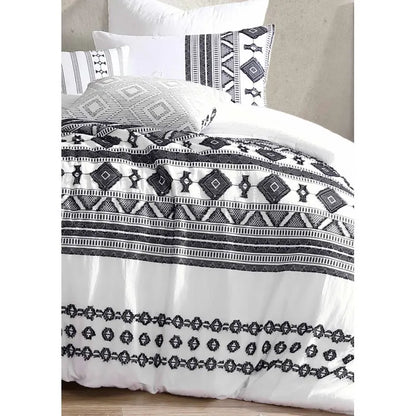 5 pc King Comforter Set, Black/White, 100% Cotton