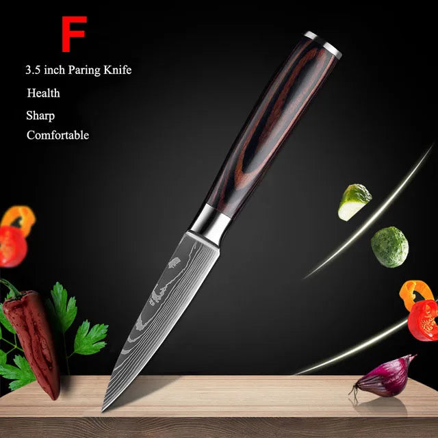 1-10Pcs Chef Knives, Japanese Santoku Kitchen Knives Set, Includes Sharp Cleaver, Slicing Utility Knife , Choice of Sets