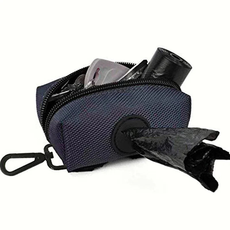 Dog Nylon Medium Storage Bag for Plastic bags with Clip, Attaches to Leash