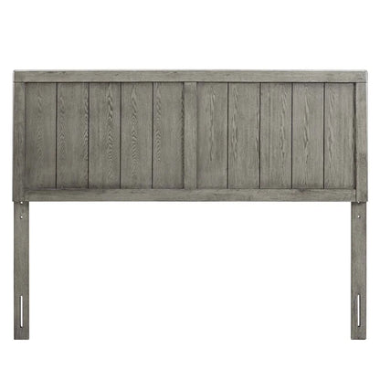 Modern King Wood Headboard with Retro Design, Gray