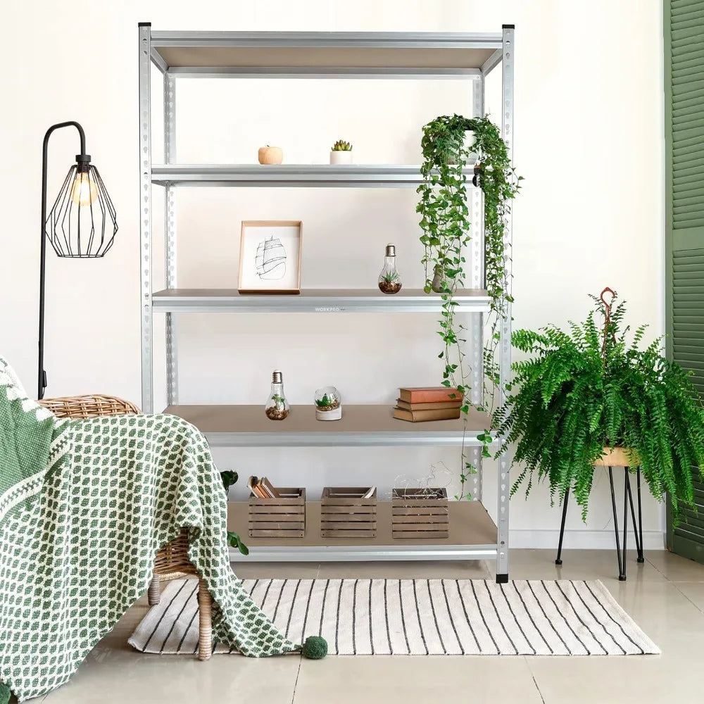 5-Tier Storage Shelving Unit, 48”W x 24”D x 72”H, Adjustable, Heavy Duty Aluminum Alloy Shelf, 2750 lbs Load Capacity