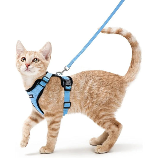 Escape Proof Cat Harness, Leash. Adjustable, Soft Vest Harness, Breathable, Reflective Strips
