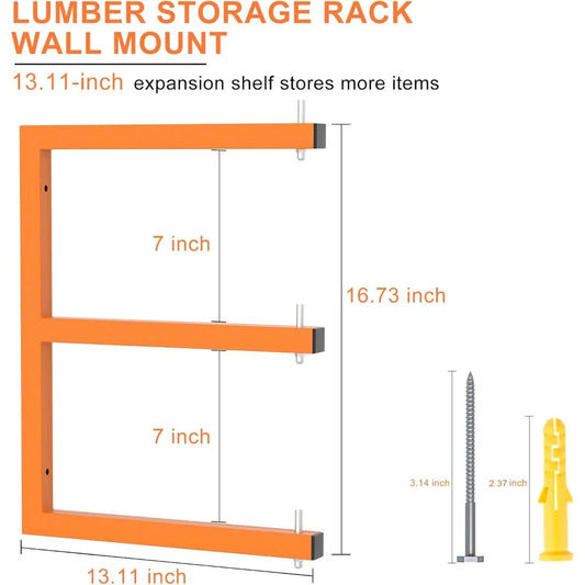 6 PACK Lumber Rack Wall-Mounted, Heavy Duty Wood Storage Racks With 9-Level System, 1980 LB Sturdy
