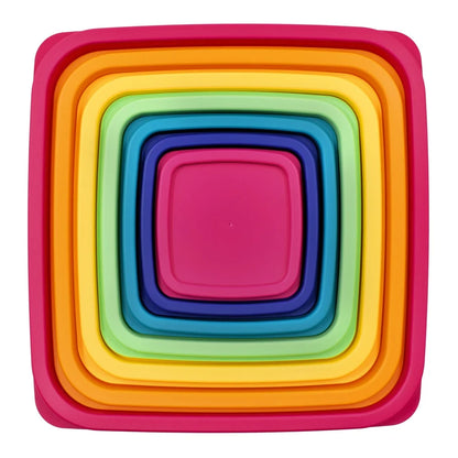 Multicolor Plastic Food Storage Container Set, 14 Colorful Containers