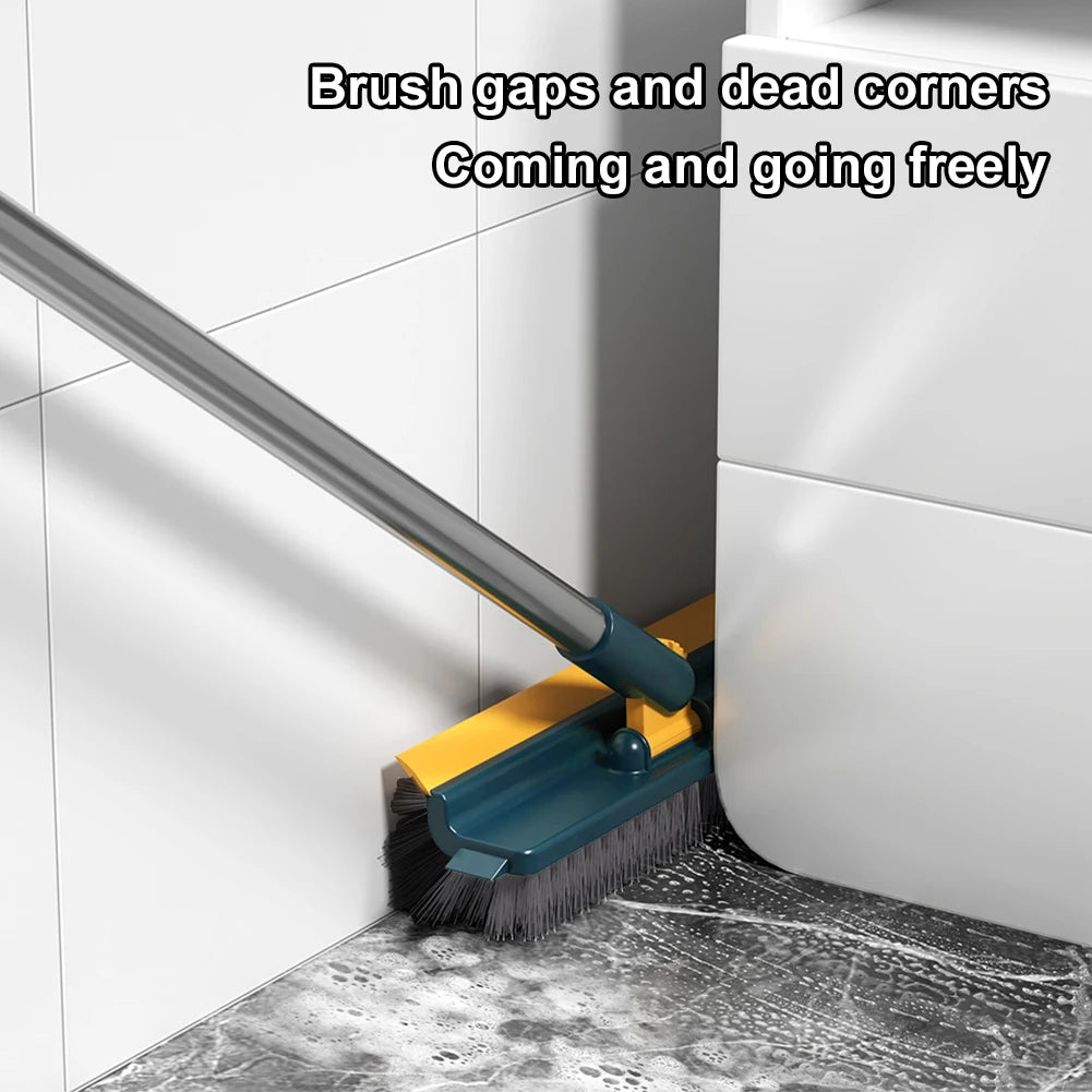 3 in 1 Floor Scrub Brush with Right Angled Bristle & Scraper, Long Handle Grout Brush, Shower Scrubber