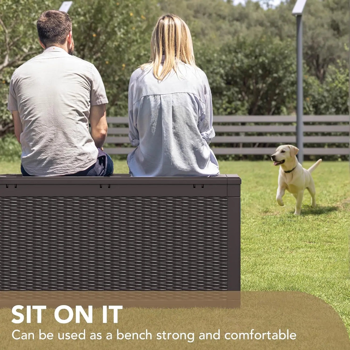 100 Gallon Waterproof Large Resin Deck Box ,Indoor Outdoor, Lockable Storage Container