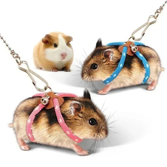 Small Pet Adjustable Soft Strap Harness and/ Leash for Bird, Mouse, Hamster, Ferret, Rat, Pig, Choice of Pink or Blue