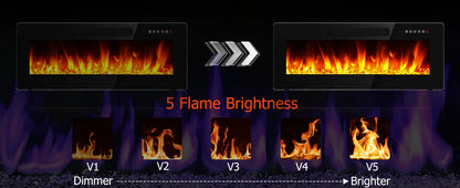 Floating Fireplace TV Stand 70'' ,  with LED Lights and Remote