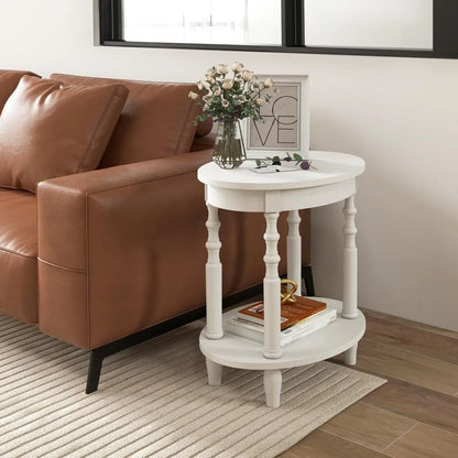 Oval End Tables, Set of 2, with Storage Shelf, 2 Color Selections