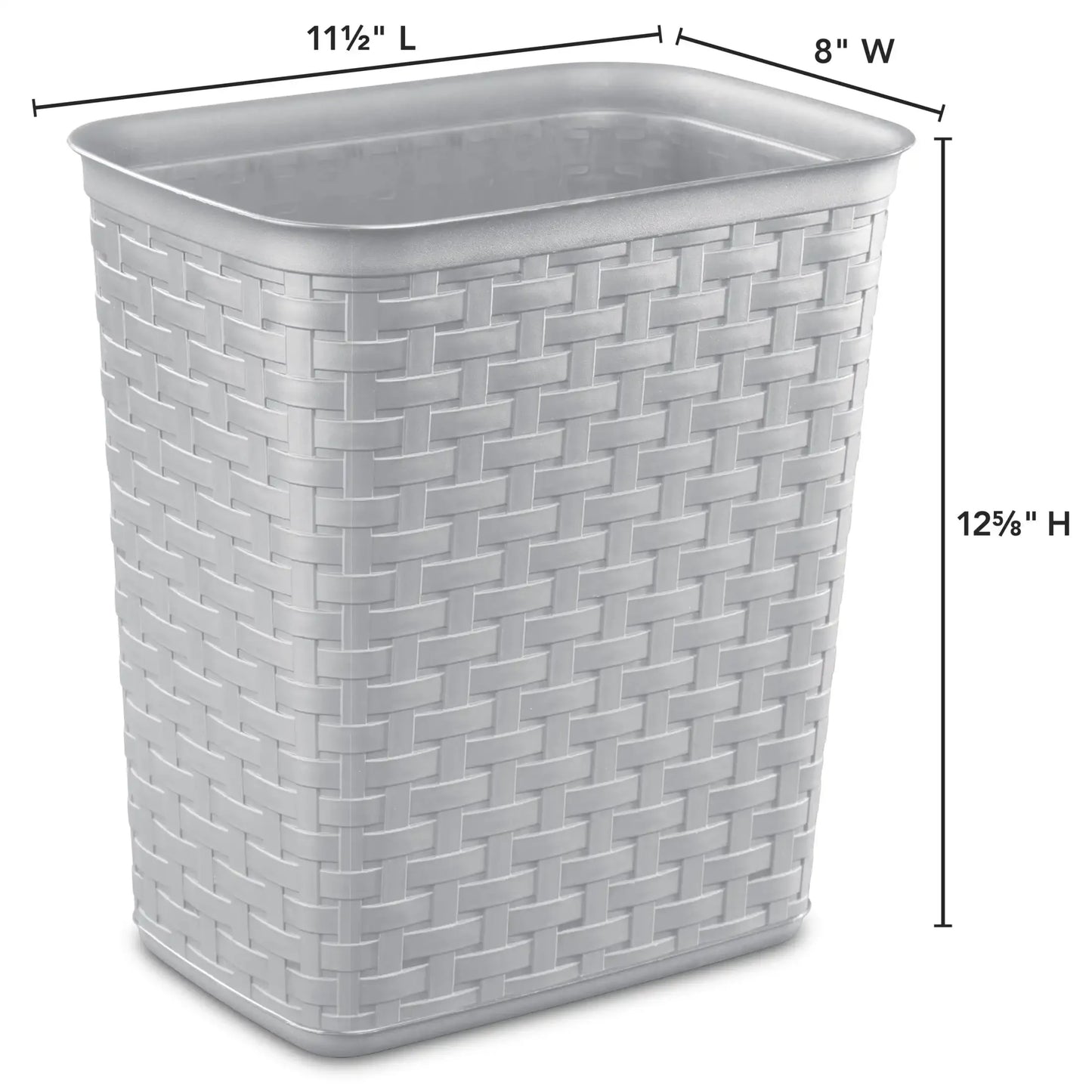 3.4 Gallon Weave Trash Can, Plastic, Bedroom