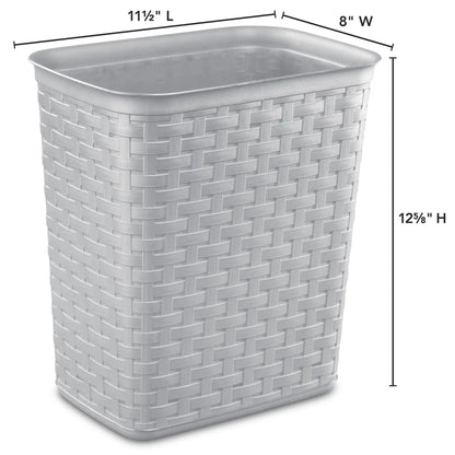 3.4 Gallon Weave Trash Can, Plastic, Bedroom