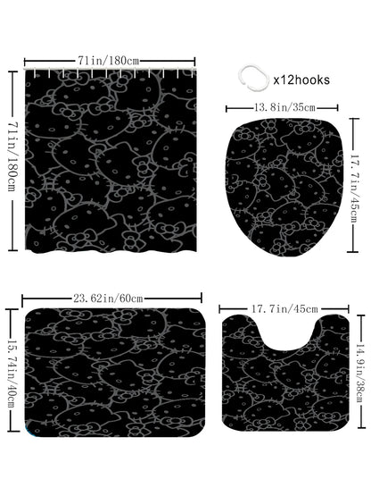 Hello Kitty Bathroom Four-Piece Set - Avant-garde Waterproof Shower Curtain