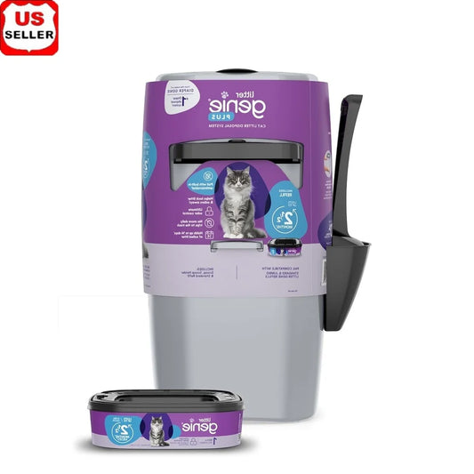 Cat Litter Disposal System, Odor Control, Antimicrobial Refill Bag Included, Keeps Home Fresh, Compact and Easy to Use