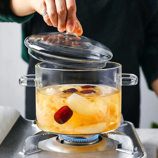 Glass Saucepan with Glass Cover,  2 Pc or 1 Pc Sets