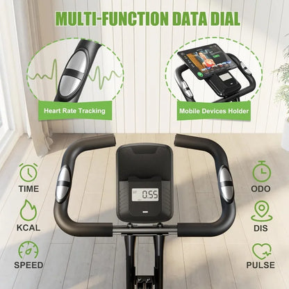 Folding Exercise Bike, 4 in 1 Stationary Magnetic Cycling Bicycle, Upright, Indoor