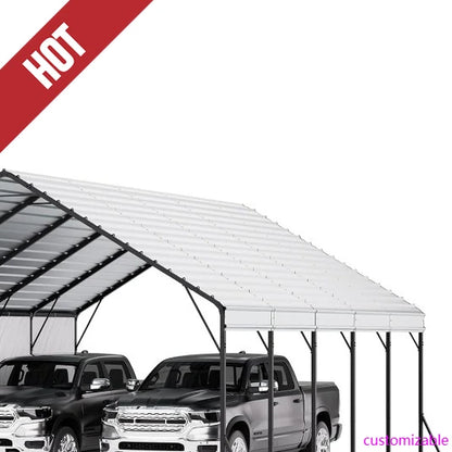2025-20x24 ft Heavy Duty Metal Carport with Removable PE Sidewalls, Steel Frame