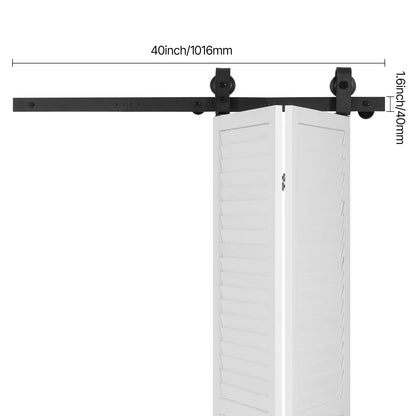 Bi-Folding, Sliding Barn Door, Hardware Track Kit, Top Mount Track Kit, Slide Smoothly & Quietly, Easy to Install Choice of Size