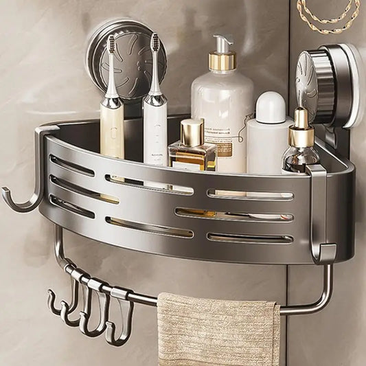 Shower Suction Cup Corner Shelf, Wall Mounted, Bathroom Triangle Organizer Basket, Storage