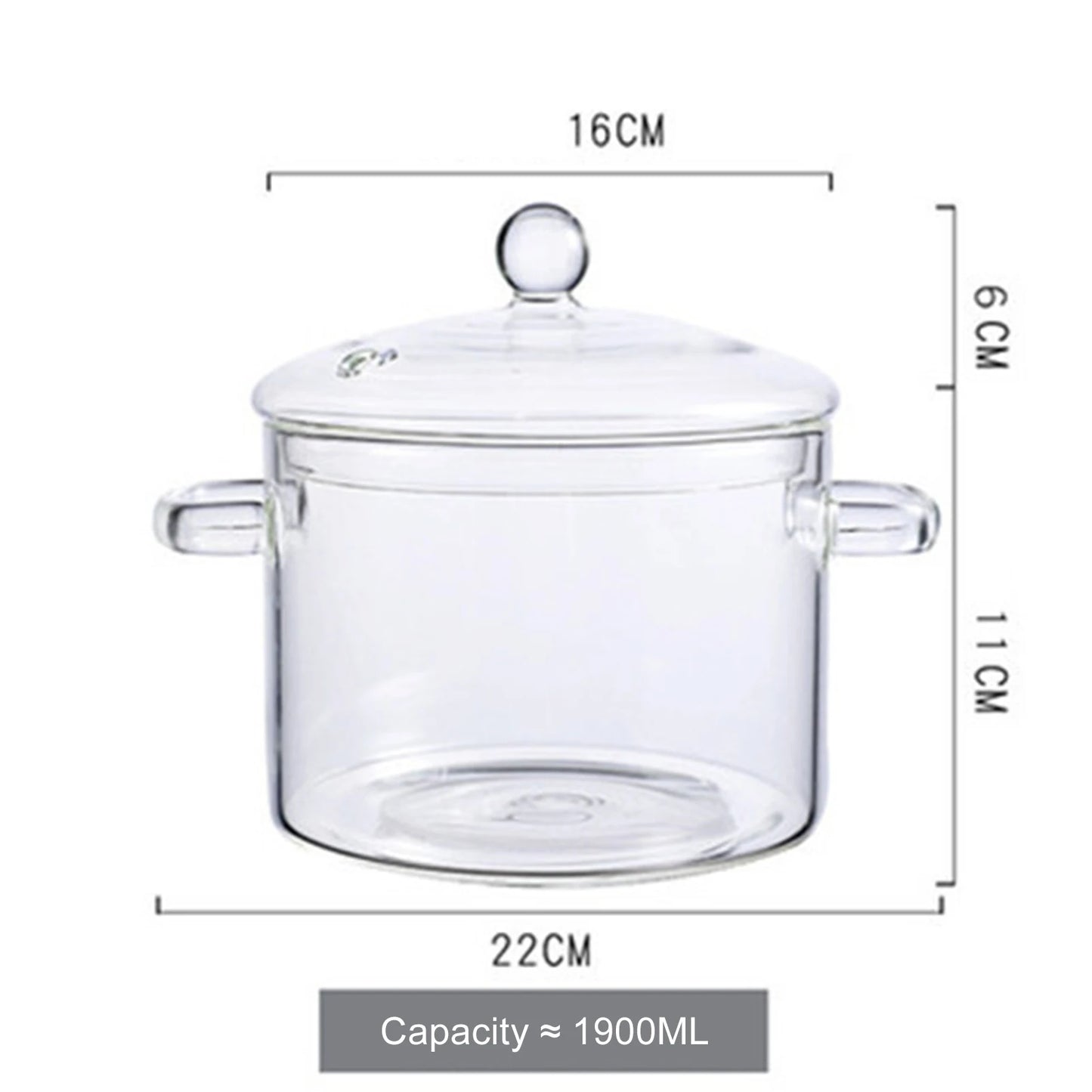 Glass Saucepan with Glass Cover,  2 Pc or 1 Pc Sets