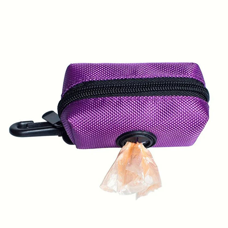 Dog Nylon Medium Storage Bag for Plastic bags with Clip, Attaches to Leash