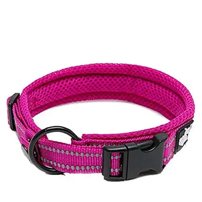 Dog Collar, Nylon Webbing, Adjustable, Padded, Soft, Reflective, Durable, Heavy Duty, Training