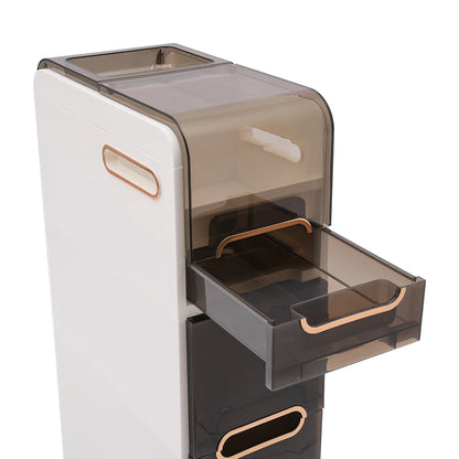 Modern Bathroom Cabinet, PP Toilet Sideboard, Narrow Bathroom Storage Cabinet with 2/3/4 Drawer Storage, Floor Shelf